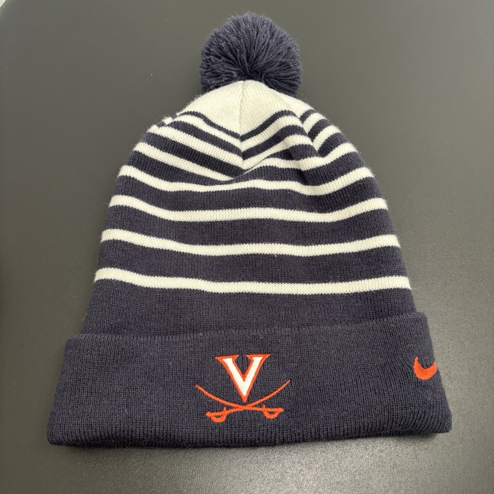University of Virginia Nike Beanie Hat Striped Unisex One Sz Cuffed UVA Cavalier
